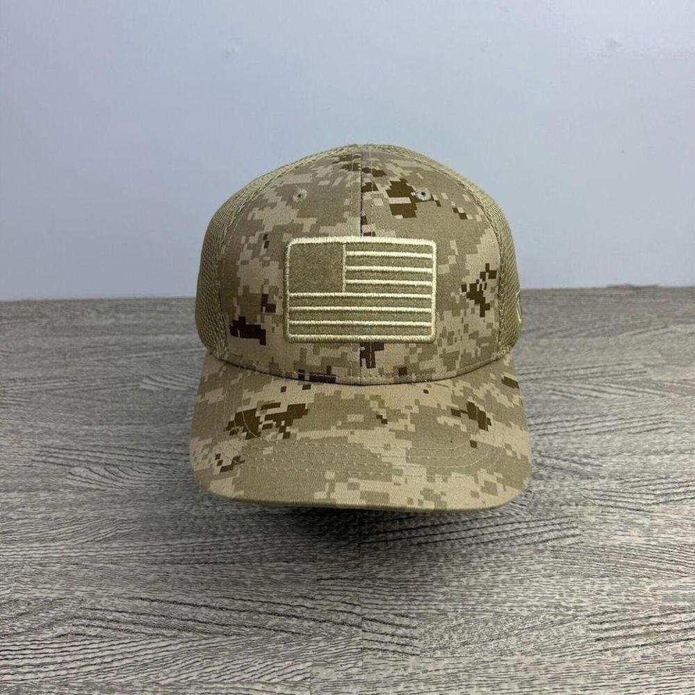 Vintage American Flag Camo Hat Cap Fitted Adult Large XL Mossy Oak Digital Camo